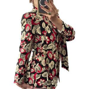 Vintage Don Caster Floral Wool Blend Suit Jacket With Sash